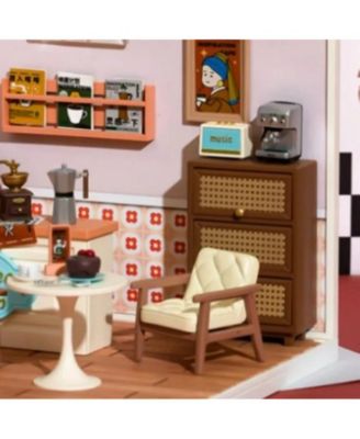 Dollhouses, Building Model with Cafe Miniature House, Play Furniture Toy for Toddlers, Multicolored, 6.4"6.4"6"