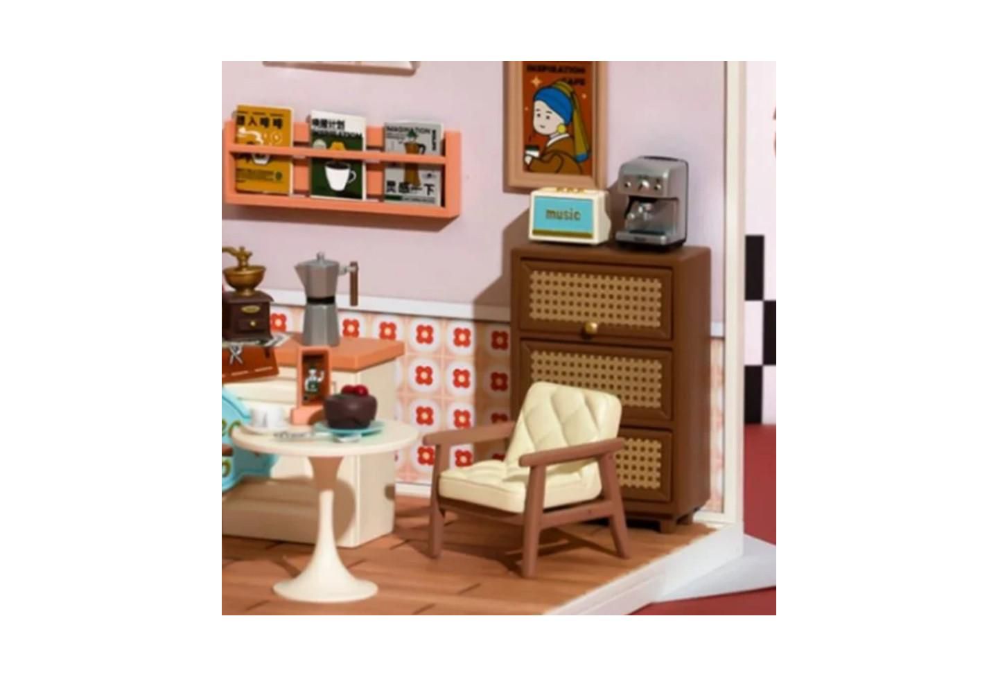 Детские куклы Robotime Perfect Romance Cafe Miniature House, Modular-Design Building Model with Furniture, Ages 14+ — фото 5