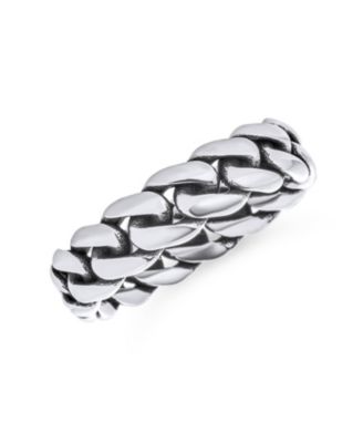 Solid Braided Rope Cable Curb Link Chain Rings Bands .925 Sterling Silver 5MM