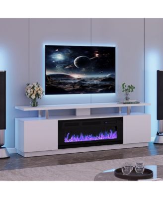 70'' Fireplace TV Stand with 36'' Electric Fireplace, High Gloss Entertainment Center for TVs Up to 80