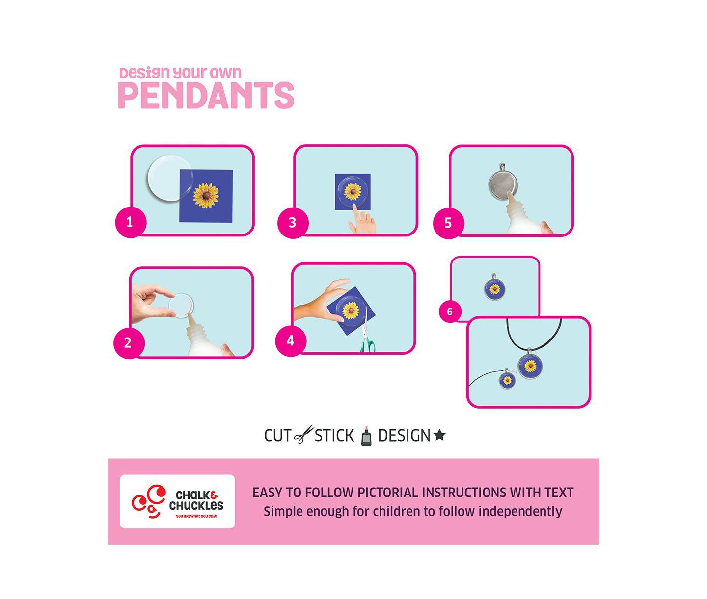 Детские игрушки Chalk & Chuckles Design Your Own Pendant 8-Piece Jewelry Kit, Ages 8+ — фото 2