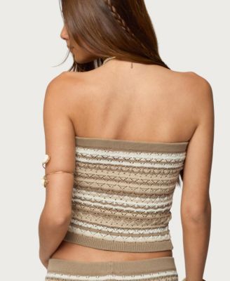 Women's Daphnie Striped Pointelle Knit Tube Top