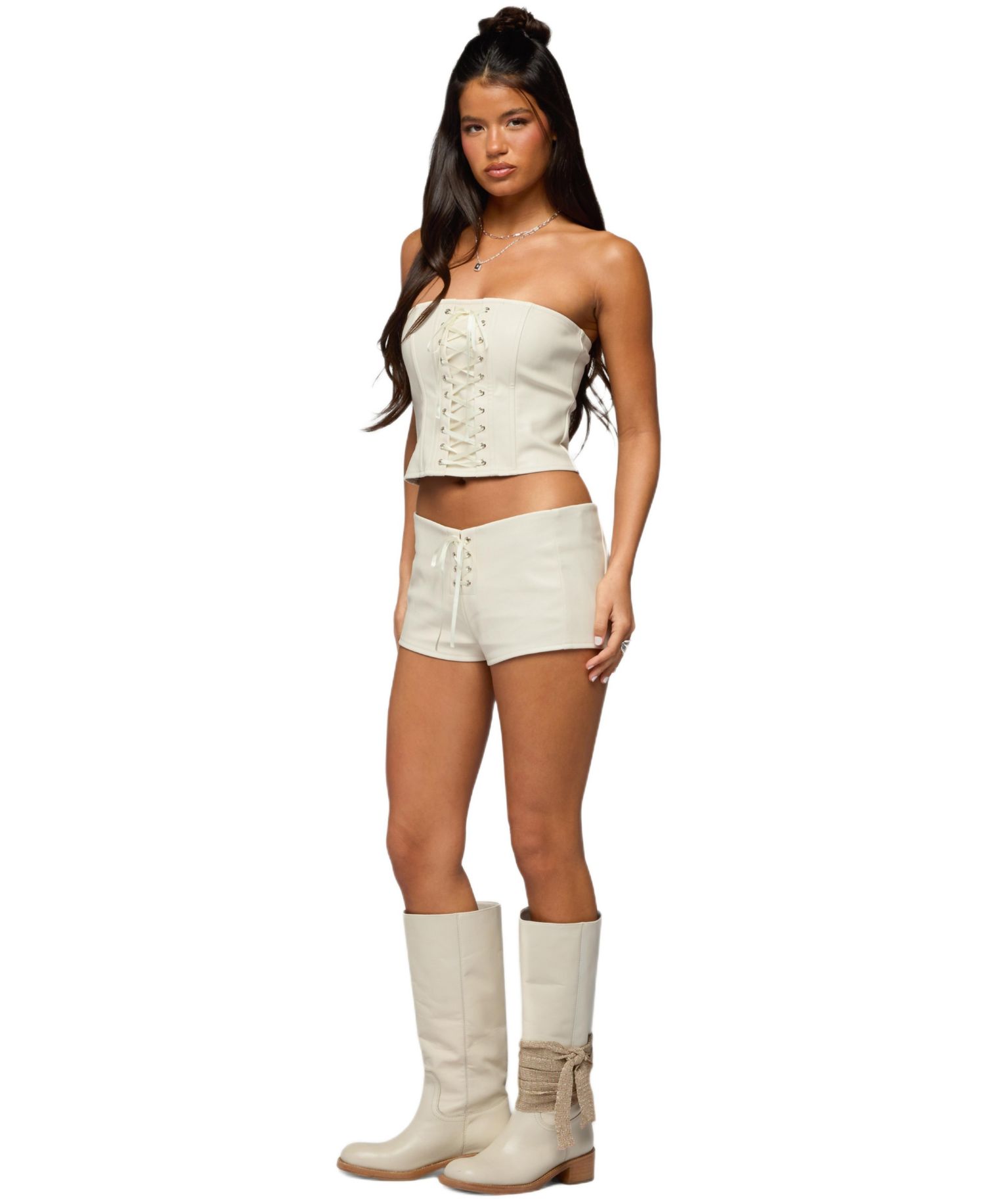 Women's Wilde Lace Up Faux Leather Corset
