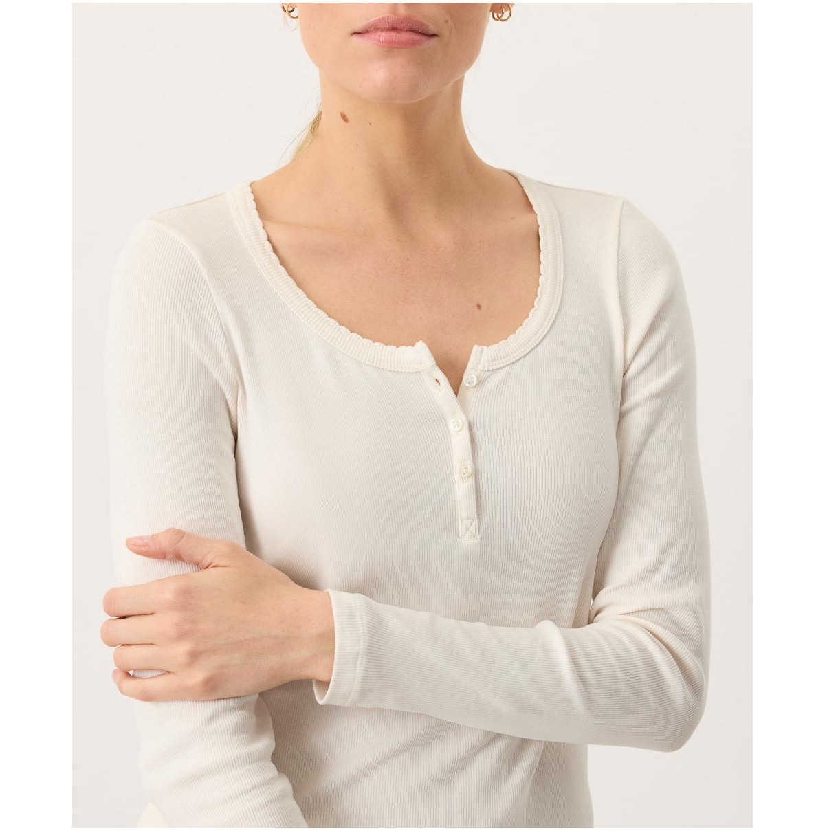 Pact Women's Dream Rib Slim Henley made with organic cotton Top