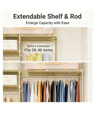 Adjustable Metal Garment Rack with Shelves and Rods for Space Maximization