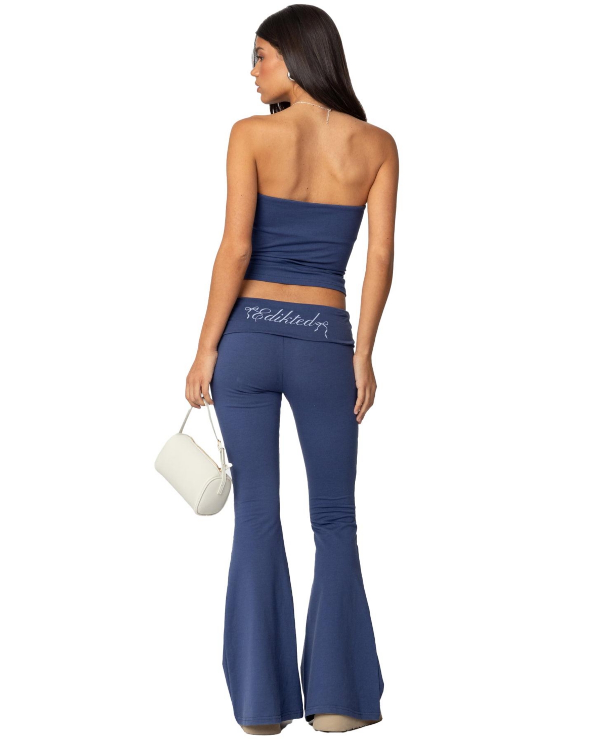 Edikted Women's Aiyana Fold Over Flared Leggings