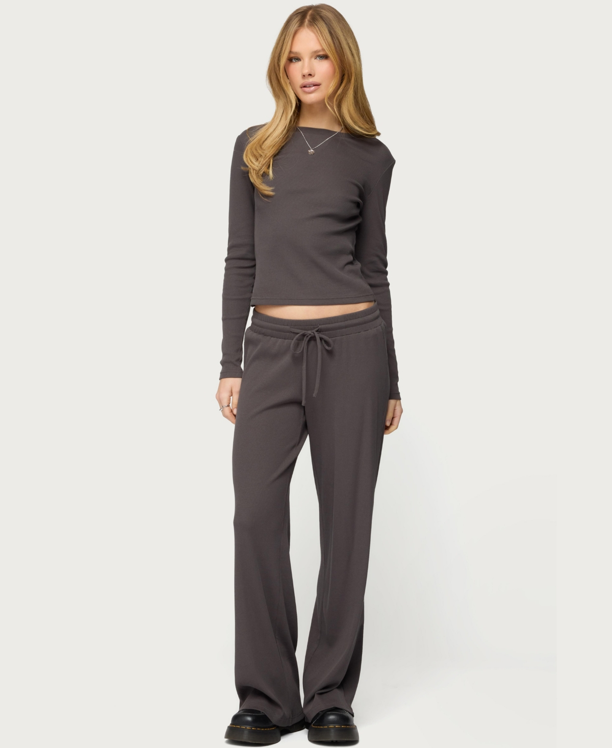 Edikted Women's Cicilia Straight Leg Ribbed Pants