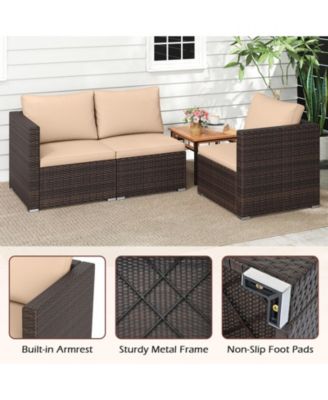 3PCS Patio Sectional Sofa Set w/Right Arm Sofa & Left Arm Sofa Soft Cushions