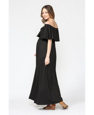 Maternity Off-Shoulder Ruffled Maxi Dress