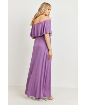 Maternity Off-Shoulder Ruffled Maxi Dress