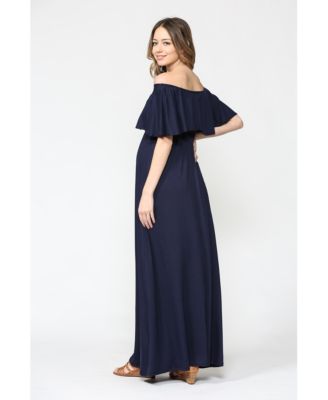 Maternity Off-Shoulder Ruffled Maxi Dress