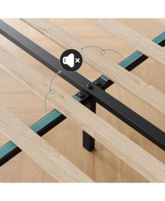 Bed Frame with Adjustable Headboard, Upholstered Platform Bed with Sturdy Wood Slats Support, No Box Spring Needed, Easy Assembly