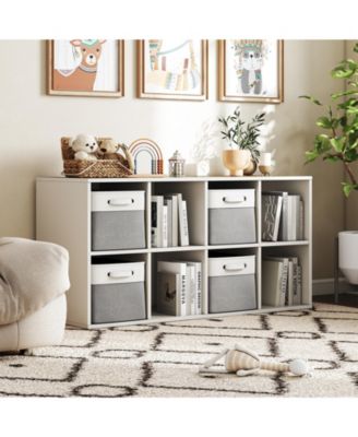 4-Pack Collapsible Storage Baskets with Handles, Linen Fabric Organizer Bins with Metal Frame