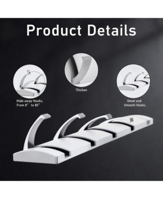 5-Drawer Retractable Aluminum Wall Hanger for Coats, Hats, Scarves