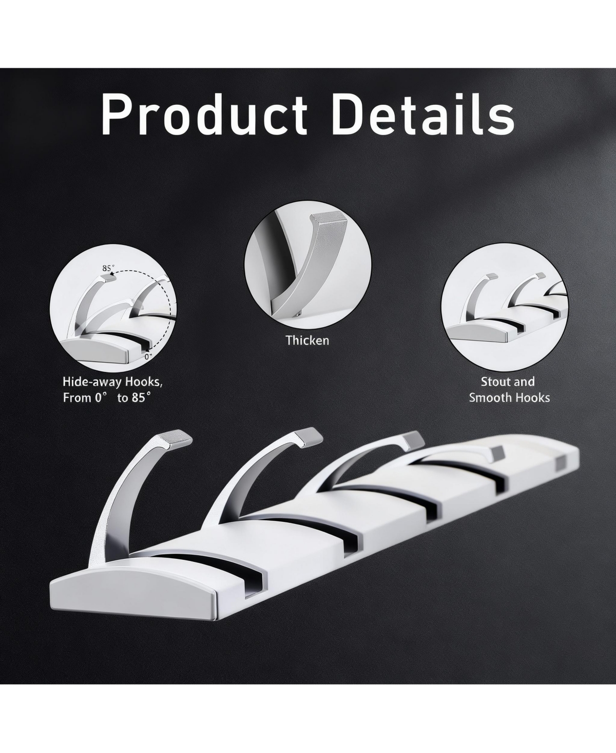 Yigii 5-Drawer Retractable Aluminum Wall Hanger for Coats, Hats, Scarves