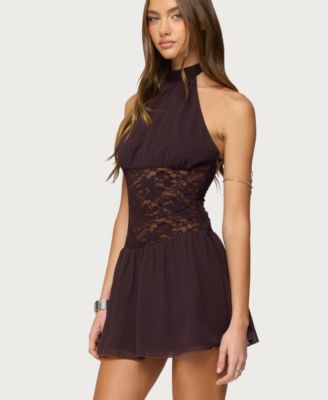 Women's Lizette Sheer Lacey Chiffon Mini Dress