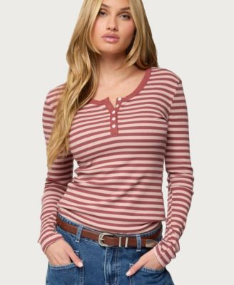 Women's Roma Striped Henley Top