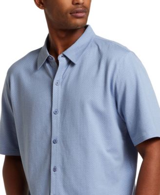 Men's Cotton Twill Short-Sleeve Button Down Knit Shirt
