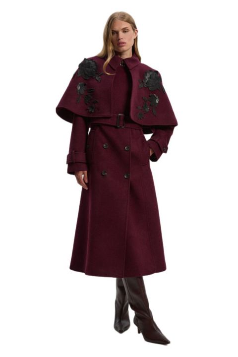 Женские куртки Karen Millen Women's Tailored Funnel-Neck Cape Midi Coat