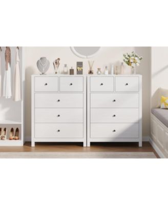 White 5 Drawer Dresser for Bedroom, Modern Tall Dresser Organizer with Storage Drawers, Wooden Chests of Drawers for Bedroom, Entryway, Hallway