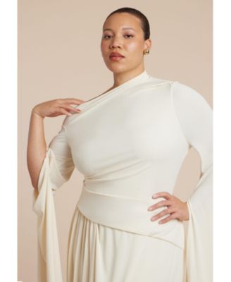 Women's Plus Size Cape Sleeve Draped Dress