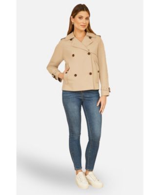 Women's Cropped Trench Jacket With Pockets