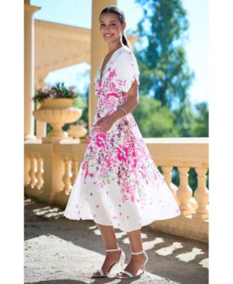 Women's Mirror Floral Print Kimono Midi Dress