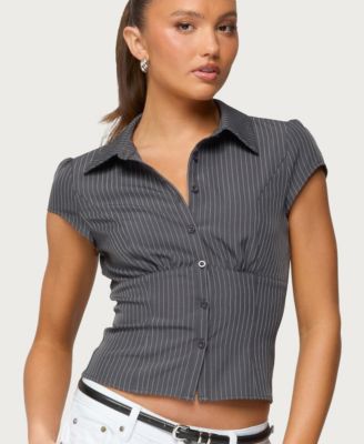 Women's Juney Pinstripe Tailored Button Up Shirt