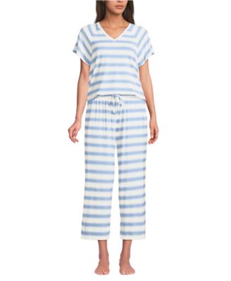Women's Cooling Pajama Set - Short Sleeve Top and Crop Pants
