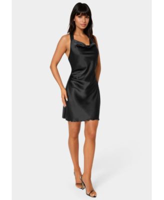 Women's Satin Sash Neck Mini Dress
