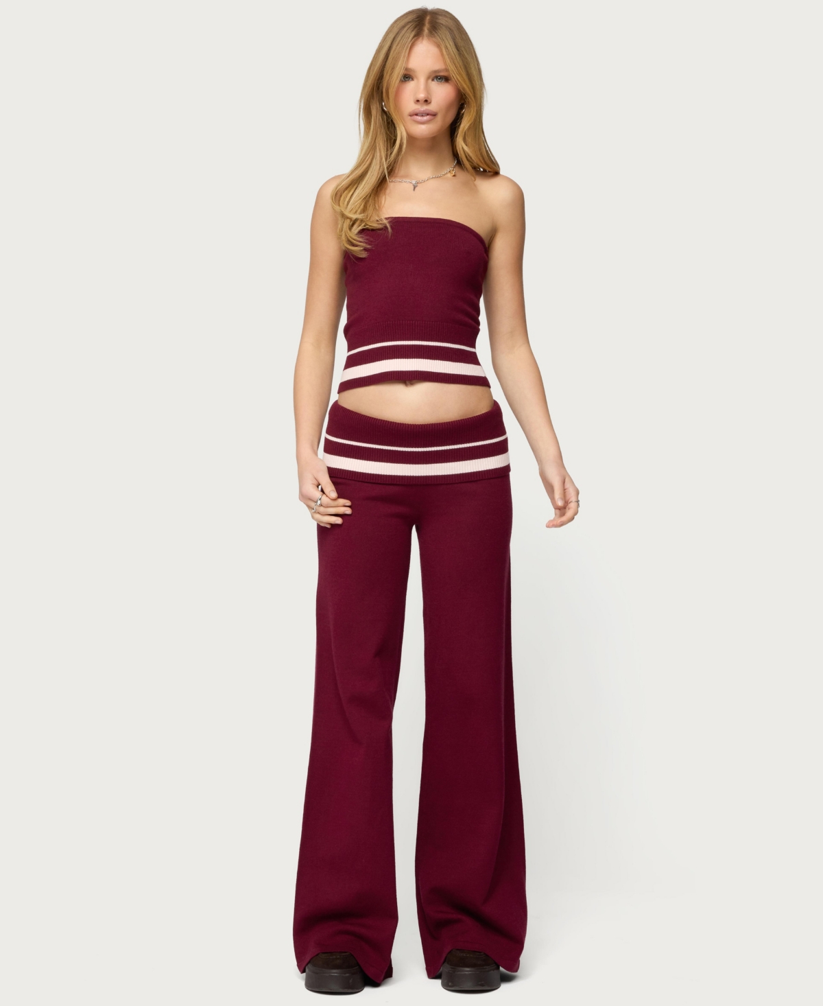 Edikted Women's Kaliya Stripey Strapless Knit Top