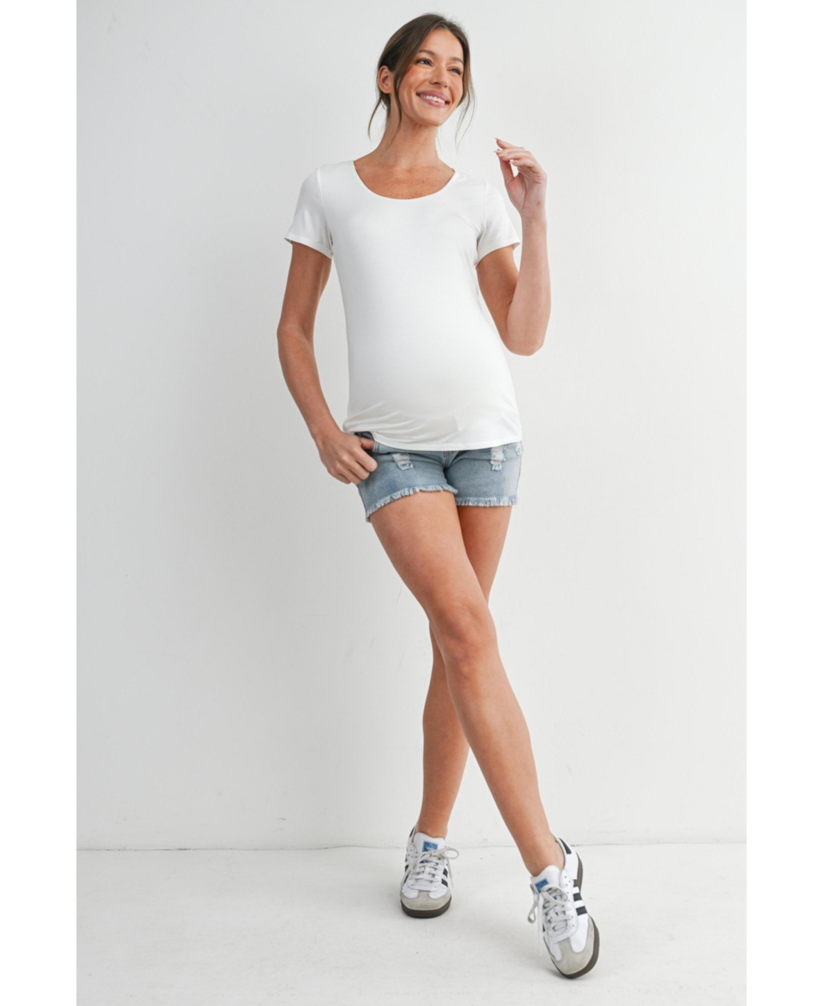 Hello Miz Maternity Scoop Neck Short-Sleeve Fitted T-Shirt