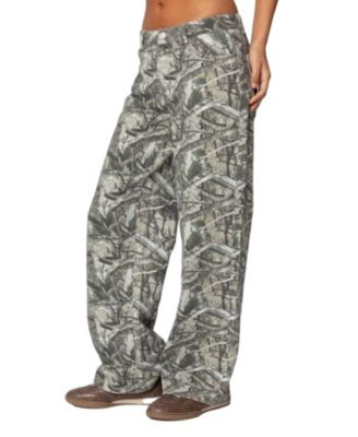 Women's Camo & Bow Low Rise Baggy Jeans