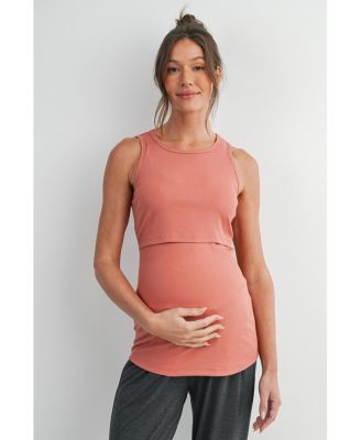 Women's Maternity Nursing Ribbed Tank Top with Lift-Up Panel