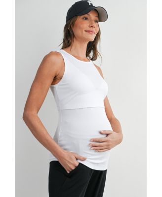 Women's Maternity Nursing Ribbed Tank Top with Lift-Up Panel