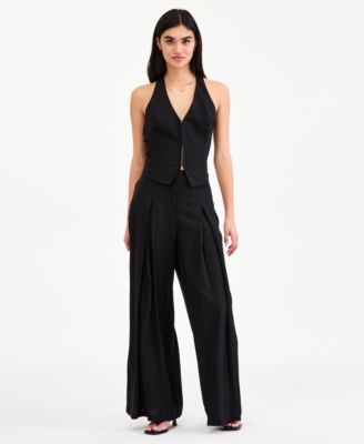 Women's High-Rise Linen-Blend Wide-Leg Pants, Macy's Exclusive