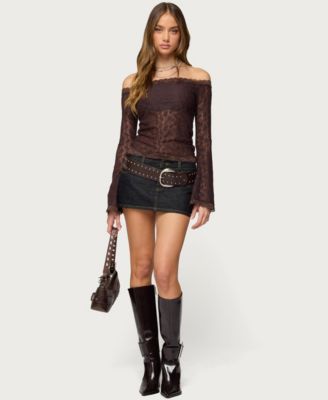 Women's Built In Bra Off Shoulder Lace Top