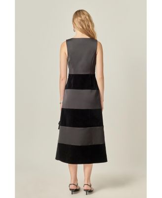 Women's Velvet Satin Combo Maxi Dress