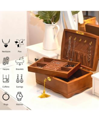 Wooden Jewelry Box with Lock for Women - Elegant Storage for Bracelets, Watches, Necklaces