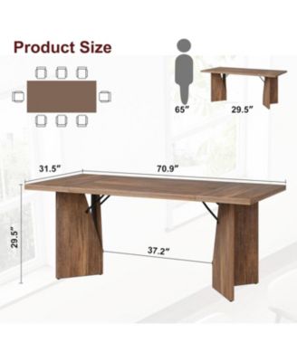 Senfot Rectangular Dining Table for 6, Long Wooden Rustic Farmhouse Tall Kitchen Table with Large Tabletopwith Heavy Duty