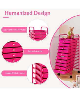 10 Drawer Rolling Storage Cart Scrapbook Paper Office School Organizer