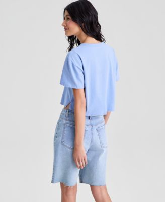 Women's Crop Mermaid Graphic Cotton T-Shirt