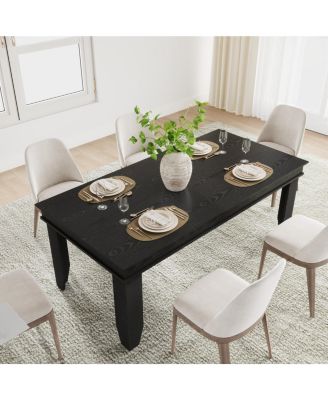 Farmhouse Dining Table for 6-8 People, 71" Long Wood Kitchen Table with Sturdy Frame & Rustic Wooden Finish, 6-8 Seats Large Rectangular Tables