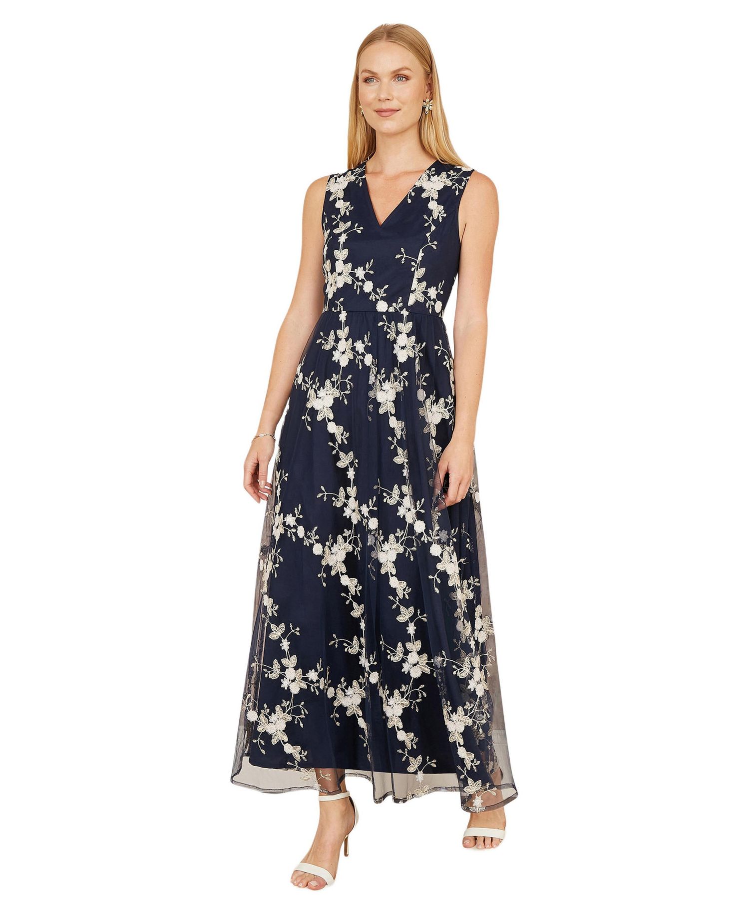 Women's Mesh Embroidered Maxi Dress