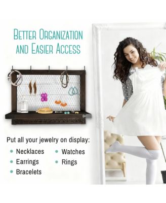 Rustic Space Saving Wall Organizer for Jewelry and Accessories