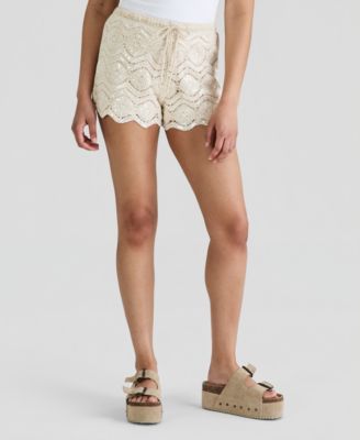 Women's Sequin Embellished Crochet Shorts