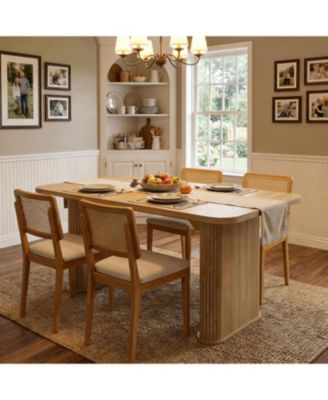 62" Large Dining Table, Set for 6-8 People, Kitchen Dining Table with Grille Design, Suitable for Dining, Home, Office, Living