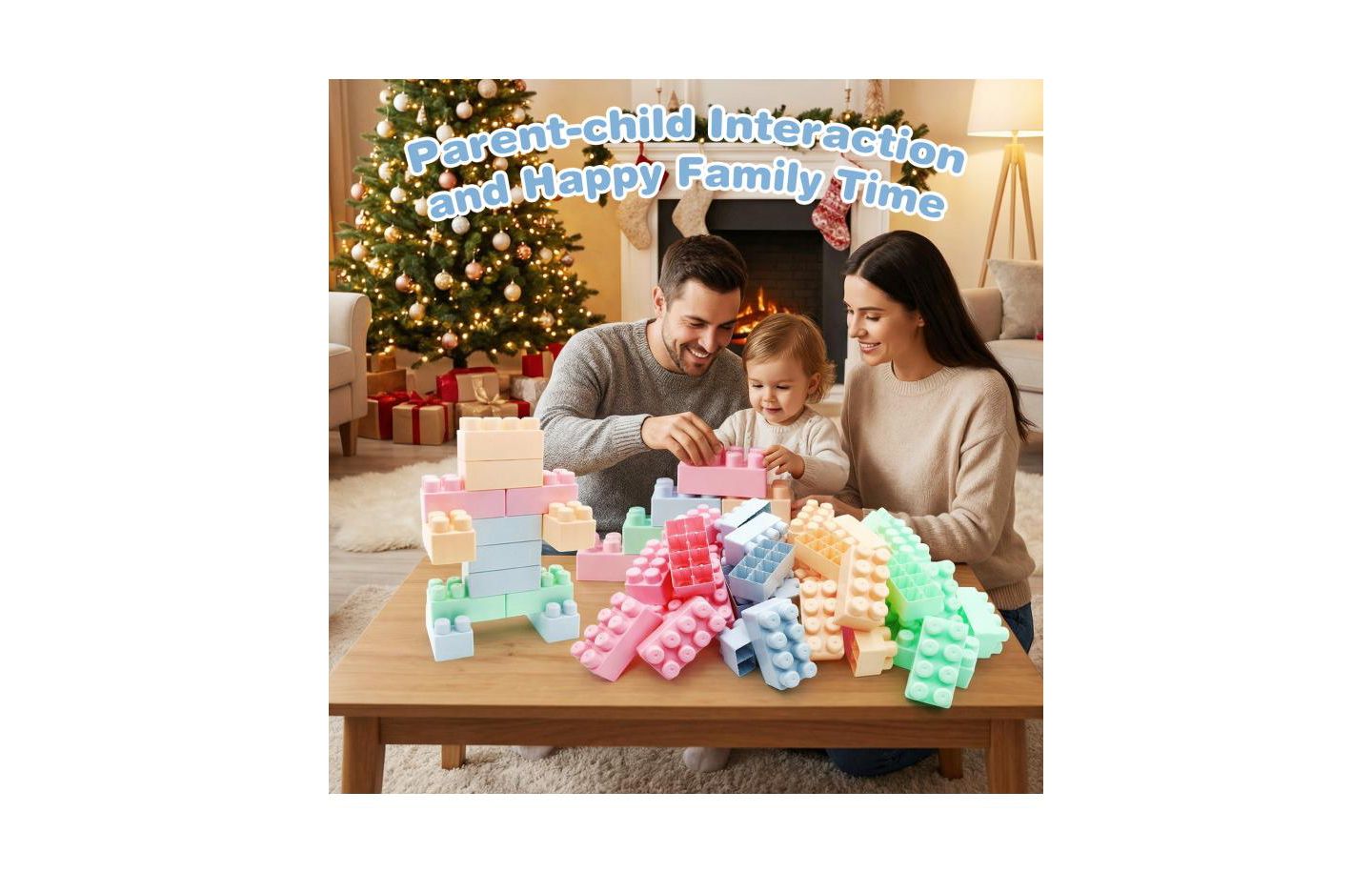 Детские конструкторы Slickblue Educational BPA-Free Building Blocks 64-Piece Set, Ages 18+ Months, цвет: Разноцветный — фото 4