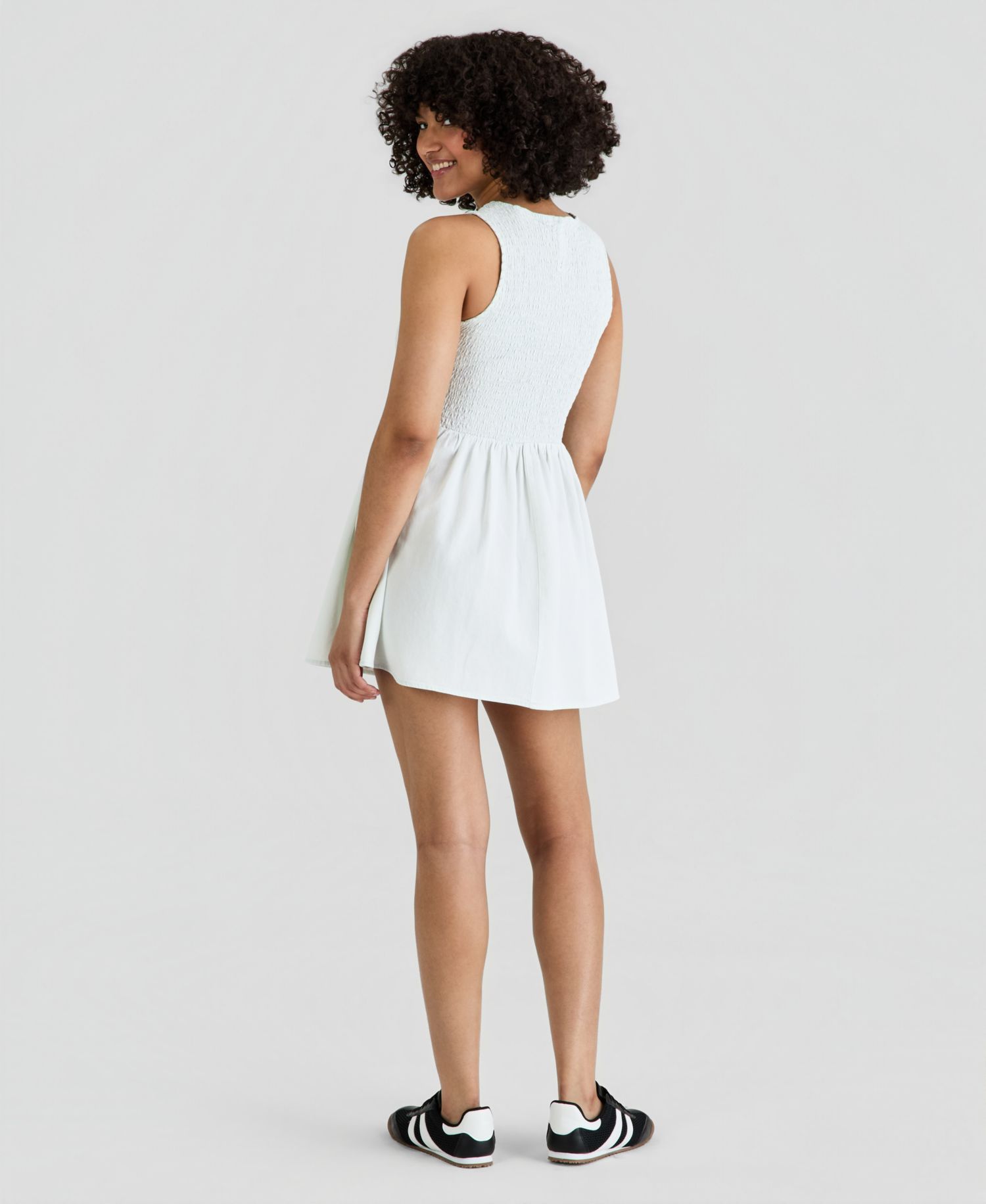 Women's Smocked Bodice Cotton Mini Dress