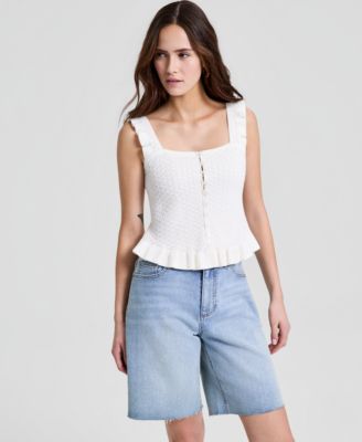 Women's Pointelle Knit Sleeveless Top